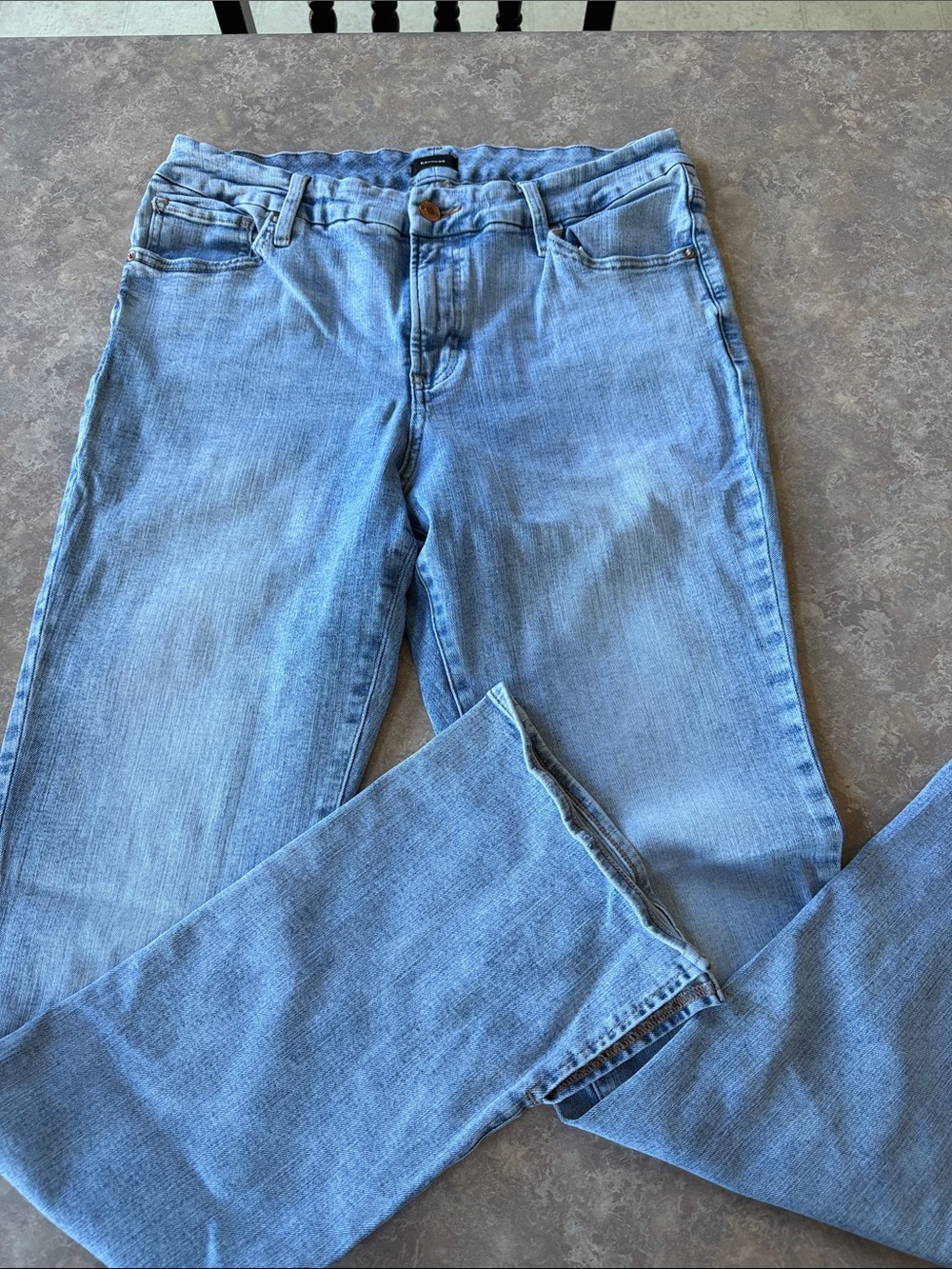 Express Straight Leg Jeans in Light Blue Denim